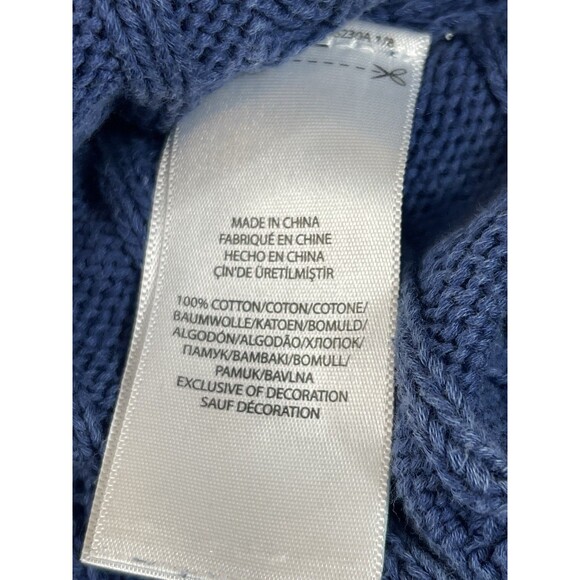 Polo Ralph Lauren Women’s Sweater L Distressed Blue Cable Knit V-Neck Preppy - Picture 11 of 11